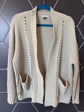 American Eagle Green Chenille Open Front Cardigan